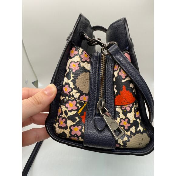 Coach Mercer 24 Satchel Crossbody Purse Multi Floral Teal Yankee - Picture 9 of 16